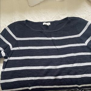 J. Jill Navy Textured Knit Top